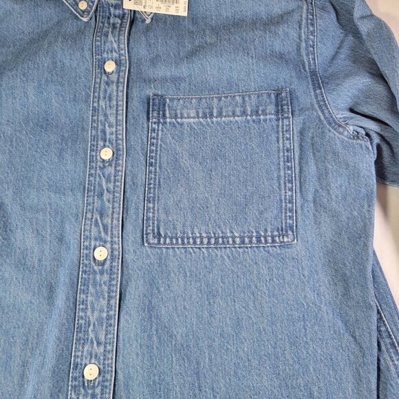 Madewell Women Casual Professional Cotton Denim Long-Sleeve Button-Up Shirt - Picture 2 of 10